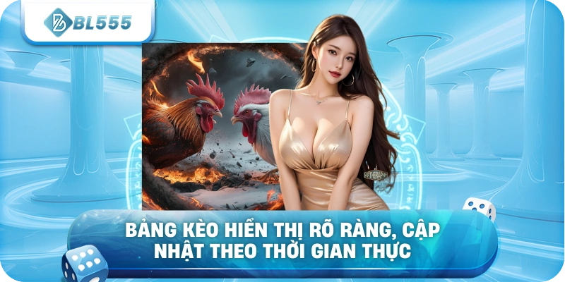 Bảng kèo hiển thị rõ ràng, cập nhật theo thời gian thực